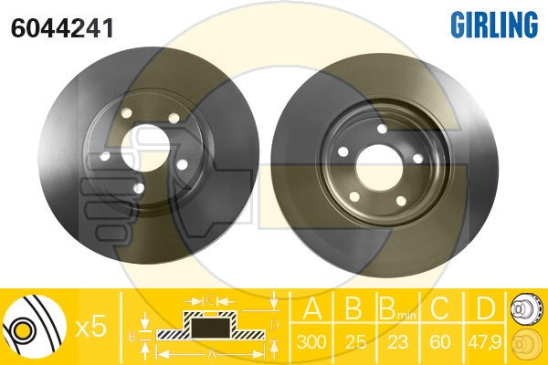 Тормозной диск передний VOLVO S40 II, V50 16'' \\ 300мм \\ GIRLING