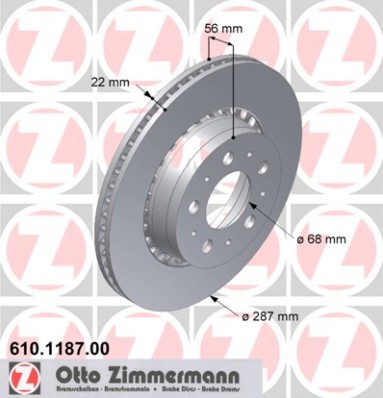 Тормозной диск передний VOLVO 740,940 15'' 88- \\ 287мм без ступ \\ Zimmerman