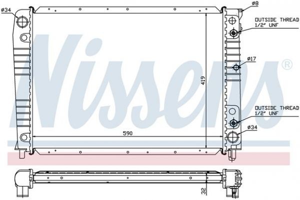 Радиатор, охлаждение двигателя VOLVO 940, 960 \\ автомат КПП без турбо с AC \\ Nissens