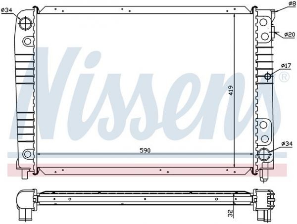 Радиатор, охлаждение двигателя VOLVO 940, 960 \\ механика без турбо с АС \\ Nissens (Дания)