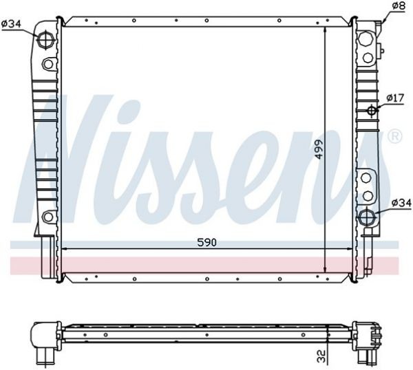 Радиатор, охлаждение двигателя VOLVO 940,960 \\ механика с турбо с AC \\ Nissens (Дания)