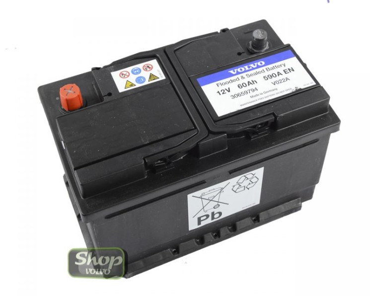 Аккумулятор 590А обратная полярность 60 Ah  Volvo S40 II, C30, V50 \\ VOLVO Original 30659794