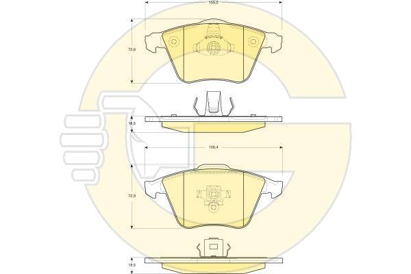 Тормозные колодки передние 16.5" дюймов VOLVO S40 II,V50,С30 \\ 2004- \\ Girling GDB1607