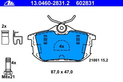 Тормозные колодки задние Volvo S40 I V40 \\ ATE 13.0460-2831.2