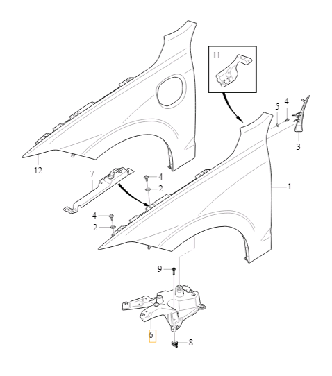 Кронштейн переднего левого крыла Volvo XC60 II \\ VOLVO Original 32288932
