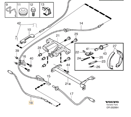 Трос стояночного тормоза левый Volvo S80 II \\ VOLVO Original 31265831