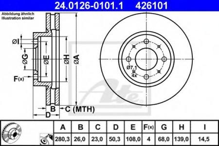 Тормозной диск передний VOLVO 850 \\ 4 болта \\ ATE 24.0126-0101.1