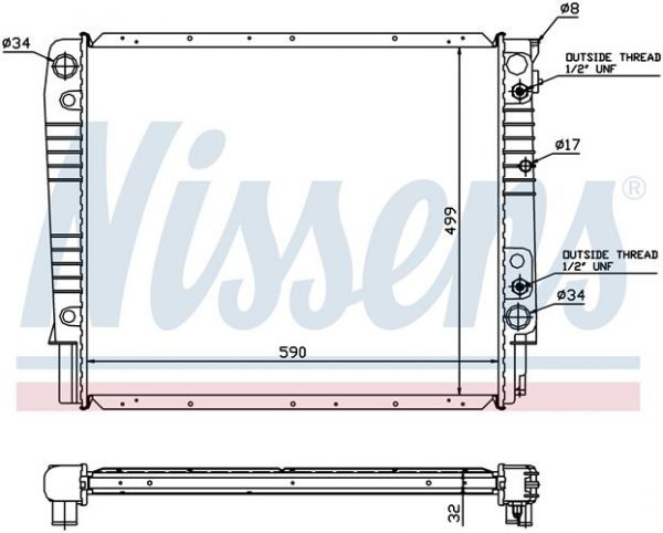 Радиатор, охлаждение двигателя VOLVO 940, 960 \\ Дизель \\ Nissens (Дания) (1)