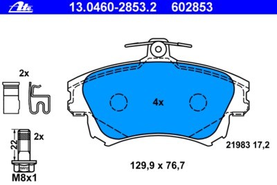 Передние тормозные колодки VOLVO S40 I, V40 \\ 1998-2003 \\ ATE 13.0460-2853.2