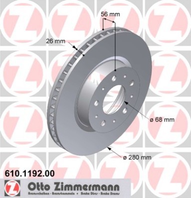 Тормозной диск передний VOLVO 740,960 \\ 280мм ABS \\ ZIMMERMAN